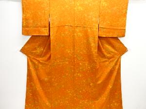 尾長鳥に草花模様小紋着物